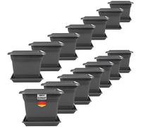 2friends Lot de 14 pots à tomates avec soucoupe - 28 x 28 cm - Anthracite - Carré - Pour tomates et fleurs - Avec système de drainage - Pour balcon et jardin