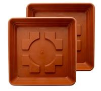 2friends Lot de 2 soucoupes 40 x 40 cm pour grand pot de fleurs de 48 x 48 cm - Très robuste - En terre cuite - Pour pot de fleurs - Plastique protégé contre les UV - Fabriqué en Allemagne