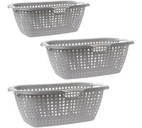 2friends Lot de 3 bacs à linge ergonomiques - Panier à linge pratique en plastique gris - Bac à linge léger et robuste - Avec poignées - Idéal pour le linge - 60 x 24 x 40 cm - Fabriqué en UE