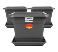 2friends Lot de 3 grands pots de fleurs d'extérieur - 48 x 48 cm - Anthracite - XXL - Pour l'extérieur - Robuste - Design moderne - Pour jardin et terrasse