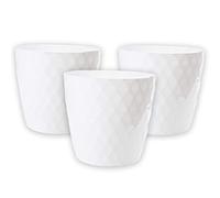 2friends Lot de 3 pots de fleurs blancs - Diamètre : 14 cm (en haut) - En plastique solide blanc brillant - Taille idéale pour rebord de fenêtre - Fabriqué en UE