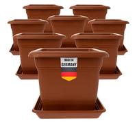 2friends Lot de 8 grands pots de fleurs en plastique - Terracotta - 40 x 40 cm - Pour l'extérieur - Robuste - Idéal pour le jardin et la terrasse