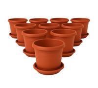 2friends Lot de 8 pots de fleurs élégants de grande taille de couleur terre cuite : pot de 30 cm de qualité supérieure avec soucoupe - Pot de fleurs allemand grand pour toutes les conditions