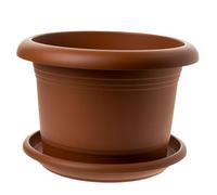 2friends Pot de fleurs rond de 40 cm avec soucoupe - Grand pot de fleurs en plastique résistant au gel - Fabriqué en Allemagne - Pot de fleurs avec protection UV et réservoir d'eau - Terracotta