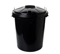 2friends Poubelle robuste avec couvercle de 75 l - Grande poubelle noire avec couvercle pour l'extérieur et l'intérieur - Poubelle solide en plastique imperméable et résistante aux UV - 55 x 45 cm -