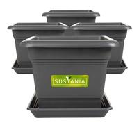 2friends Sustania Grand bac à Plantes 48x48 pour l'extérieur, Set de 4 - Pot de Fleurs & Pot de Plantes Premium résistant aux intempéries, Cache-Pot idéal avec Drainage, Jardin-terrasse