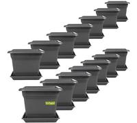 2friends Sustania Grand bac à Plantes extérieur, 14 pièces - 40x40 Pot de Fleurs Robuste, Grand bac à Fleurs, Cache-Pot Anthracite, Pot de Plantes Haut pour Jardin & terrasse