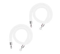2ft 3ft 4ft 5ft 6ft 9ft 10ft Long Foam Core Hanging Cord for Crowd Control Guidance,2 Set White Commercial Velvet Barrier Rope, Customizable Length(Silver Hooks,9ft/274cm)
