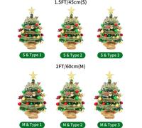 2ft LED -Tabletop arbre de Noël avec des cordes à piles lumières Top Star Red Green Bugs Ribbon Mini K��nstlich f��r décoration de vacances