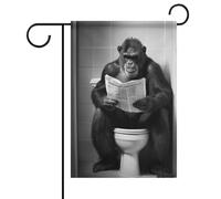 2funny Gorilla Oh My Eyes My Eyes Affiche de salle de bain _ Singe salle de bain Art mural _ Panneaux amusants de salle de bain _ Décoration de ferme _ Animal Art-1_4 Drapeau extérieur Jardin
