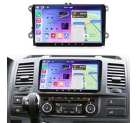 2G+32G 2 Din Écran Tactile 9" Autoradio pour VW Transporter T5 2010-2015 | Android 13 pour Transporter T5 avec CarPlay Android Auto Sans Fil Bluetooth WiFi GPS Navi FM/RDS Radio SWC Caméra de Recul