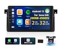[2G+32G] Autoradio Android 13 pour BMW Série 3 E46 1998-2006 avec Carplay Android Auto,Radio écran Tactile 9 Pouces avec GPS WiFi FM/RDS EQ Bluetooth Mirror Link Canbus+AHD Caméra de recul & Mic