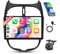 2G+64G Android Autoradio 2 Din pour Peugeot 206 206CC 206SW 2000-2016 Citroen C2 2002-2010 9 Pouces Autoradio avec Apple Carplay Android Auto GPS Navi WiFi Mirror Link Bluetooth FM/RDS Caméra de Recul