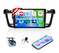 2G+64G Autoradio Android 13 pour Peugeot 508 2011-2018 avec Carplay Android Auto sans Fil, Écran Tactile 9" avec Bluetooth GPS WiFi FM/RDS Mirror Link + Caméra de Recul AHD & Mic