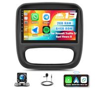 2G+64G CAMECHO Android Autoradio pour Renault Trafic Opel Vivaro B Fiat Talento Nissan NV300 avec Carplay Android Auto, Radio à écran Tactile 9 Pouces avec GPS Navi WiFi Bluetooth FM/RDS SWC Caméra