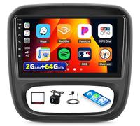 2G+64G GOHHDL Autoradio Android 2 Din pour Renault Traffic 3 2014-2021 / Opel Vivaro B 2014-2018 avec Carplay Android Auto, Radio Tactile 9 Pouces avec GPS WiFi Bluetooth FM/RDS SWC caméra de recul