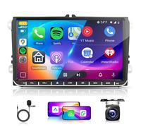 2G 64G Podofo 9" Autoradio pour VW Golf 5/6 Polo Passat Skoda Touran Tiguan Seat avec Carplay Android Auto sans Fil,écran Tactile Bluetooth EQ/RDS/Radio FM,Navigation Wi-FI/caméra de recul AHD/CANBUS