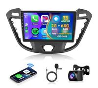 2G+64G sans Fil Carplay Android 15 Autoradio 2 Din pour Ford Transit Custom Tourneo 2013-2021 9 Pouces Autoradio avec Android Auto GPS Navi WiFi Mirror Link Bluetooth FM/RDS/EQ/SWC Caméra de Recul