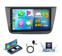 2G+64G sans Fil Carplay Android Autoradio 2 Din pour Seat Altea 2004-2015 Toledo 2004-2009 9 Pouces Autoradio avec Android Auto GPS Navi WiFi Mirror Link Bluetooth FM/RDS/Dab+/OBD/SWC Caméra de Recul