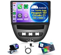 2G+64G sans Fil Carplay Android Autoradio 2 Din pour Toyota Aygo/Peugeot 107/Citroën C1 2004-2014 10.1 Pouces Autoradio avec Android Auto GPS Navi WiFi Mirror Link Bluetooth FM/RDS/EQ Caméra de Recul