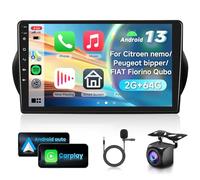 2G&64G VECHTEL 10.1" Autoradio pour Citroen Nemo/Peugeot bipper/Fiat Fiorino Qubo 2008-2017 avec Carplay Android Auto sans Fil,FM Bluetooth/RDS/Radio Navigation Wi-FI/caméra de recul AHD/CANBUS