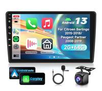 2G&64G VECHTEL 9" Autoradio pour Citroen Berlingo 2015-2018/Peugeot Partner 2008-2019 avec Carplay Android Auto sans fil,Android 15,Bluetooth FM/RDS radio,EQ,Mirror link,Navi Wi-Fi/caméra de recul AHD