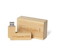 2G Clé USB gravée personnalisée, Cadeau personnalisé gravé en Bois Massif USB Flash Drive pour Mariage, Remise des diplômes, Anniversaire, fête des pères, fête des mères