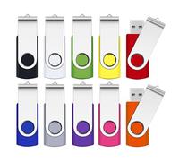 2GB Memory Stick 10 Pack,SRVR Flash Drive USB 2.0 Swivel Thumb Drives Data Storage Jump Drive Zip Drive Memory Sticks External Devices with LED Indicator(10 Mixed Color with Lanyard)