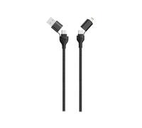 2GO 797369 Câble USB 1.2m USB-A/USB-C vers USB-C/Lightning Noir, Connecteurs Mâle, Matériau Aluminium/Nylon, Plug and Play