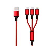 2GO Acoustics Câble de charge USB en 1 Rouge 150 cm Micro USB - Apple 8 broches - USB Type-C