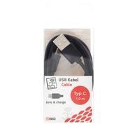 2GO Câble de chargement et de données USB vers USB-C 3.1 Noir 100 cm