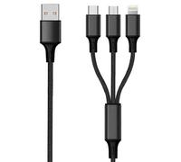 2GO in 1 USB Ladekabel - schwarz - 150cm für Micro-USB & Apple 8-Pin & USB Type-