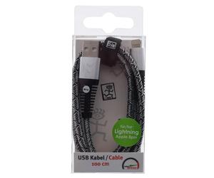 2GO USB Datenkabel&Ladekabel für Apple Lightning mit Nylon Ummantelung Silber, M