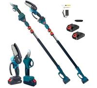 2in1 Cisaille Sécateur Électrique + Mini Tronçonneuse / Scie Électrique sans Fil + manche telescopique avec 2x batterie 48V 6000mh