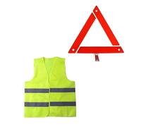 2in1,Ensemble Triangle et Gilet,Gilet de Circulation Réfléchissant,Pliable Triangles de Signalisation,Gilet Haute Visibilité,Triangle de Signalisation,Pliable, peu Encombrant, Stable pour Voiture,Moto
