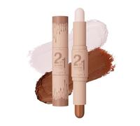 2in1 Highlights and Contour Sticks, Highlight & Contour Bronzer Contour Stick, cool tone contour Long Lasting & Waterproof Contour Sticks Kit For Light Skin Face Makeup (Light Beige + Light Brown)