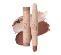 2in1 Highlights and Contour Sticks, Highlight & Contour Bronzer Contour Stick, cool tone contour Long Lasting & Waterproof Contour Sticks Kit For Light Skin Face Makeup (Pearl White + Dark Brown)