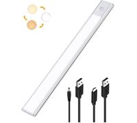 2in1 LED Kitchen Under Cabinet Light,USB Rechargeable and 5V DC Powered, 40cm Adhesive Motion Sensor Light Strip, Wireless LED Bar