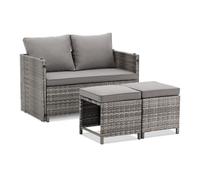 2in1 Meuble de jardin en poly rotin Jamaïque Gris