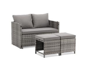 2in1 Meuble de jardin en poly rotin Jamaïque Gris