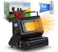 2in1 Portable Gaz Camping Butane Cuisinière Céramique + 4 Cartouches à 1,3KW