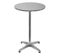 2in1 Table Haute Table de bistrot avec Housse en Aluminium INOX | réglable en Hauteur | Table de fête Table | in & Outdoor | Table de réception | 4 Pieds, Ø 80 cm, Argent, 2er Set
