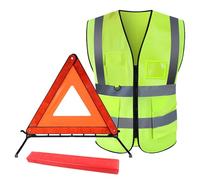 2in1 Triangle et Gilet Jaune pour Voiture,Gilet Jaune,Triangle de Signalisation Kit,Gilets de SéCurité,Triangles Pliable pour Voiture avec éTui de Rangement,D'avertissement de Sécurité Routière