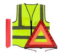 2in1 Triangle et Gilet Jaune pour Voiture,Triangle de Signalisation Voiture et Gilet Jaune Haute,Triangle de Sécurité Présignalisation,Triangle Pliable,Kit Securite Voiture avec éTui de Rangement