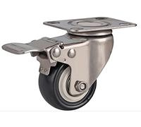 2inches Casters Wheels with 304 Stainless Steel Frame Tread Mute,No Industrial Casters 1Pcs Casters(Flat Brake,2 inch)