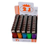 2J Lot de 50 Briquets A Roulette Translucide Rechargeables Briquet Slim Gaz a Pierre,Et Pas Cher, Assortiment De 5 Couleurs pour Fumeur De Cigarette Longue Et Courte, pour Allumer des Bougies