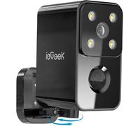 2K 180° Rotation Wireless Outdoor WiFi Surveillance Camera, 2.4GHz Camera Battery, Night Vision, Two-Way Audio, PIR Motion Detection, Siren, Local/Cloud, Black, S3