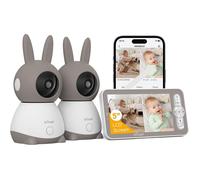 2K/3MP 5"" Babyphone 2 Caméra Bebe,PTZ 360° Baby Phone Vidéo, Visiophone avec Alertes Intelligentes/Vision Nocturne/Suivi