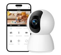 2K(3MP) Caméra Surveillance WiFi Intérieure, 2.4/5 Ghz Camera WiFi Interieur avec Détection de Movement, Suivi Intelligent, Audio Bidirectionnel, Vision Nocturne, Compatible Alexa pour Bébé/Animaux