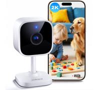 2k/3mp Indoor Wifi Surveillance Camera With Ir-Night Vision, Motion And Sound Detection, Siren, Two-Way Audio, Micro Sd/Cloud Storage, For Baby Monitor And Cat Camera, Dog